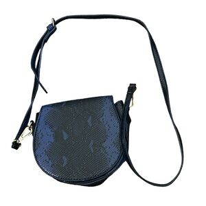 BCBG Generation | Blue faux snakeskin flap small crossbody bag